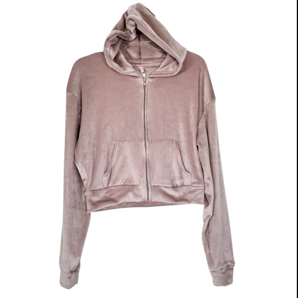 SKIMS Velour Crop Velvet Hooded Women’s Top Size L